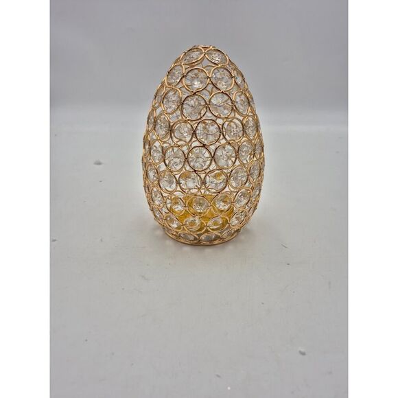 Illuminated Faceted Glass Gold Metal & Clear Crystal Light Up Tabletop Decor NIB - Picture 1 of 4